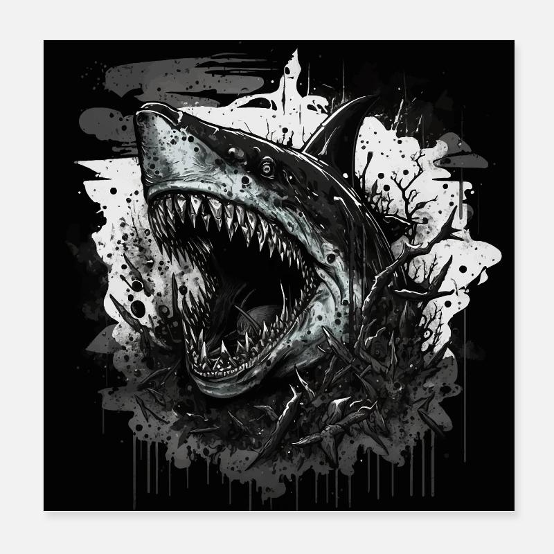 Requin de mauvaise humeur Poster 20 x 20 cm