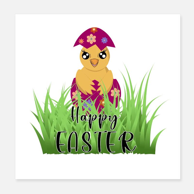 Poulet jaune Poster 20 x 20 cm