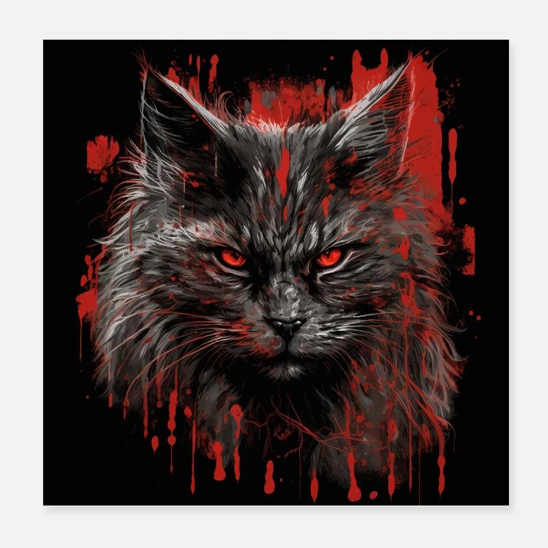 Maine Coon Horror Poster 20x20 cm
