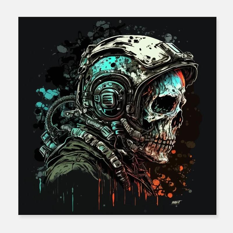 Zombie Astronaut Poster 8" x 8" (20x20 cm)