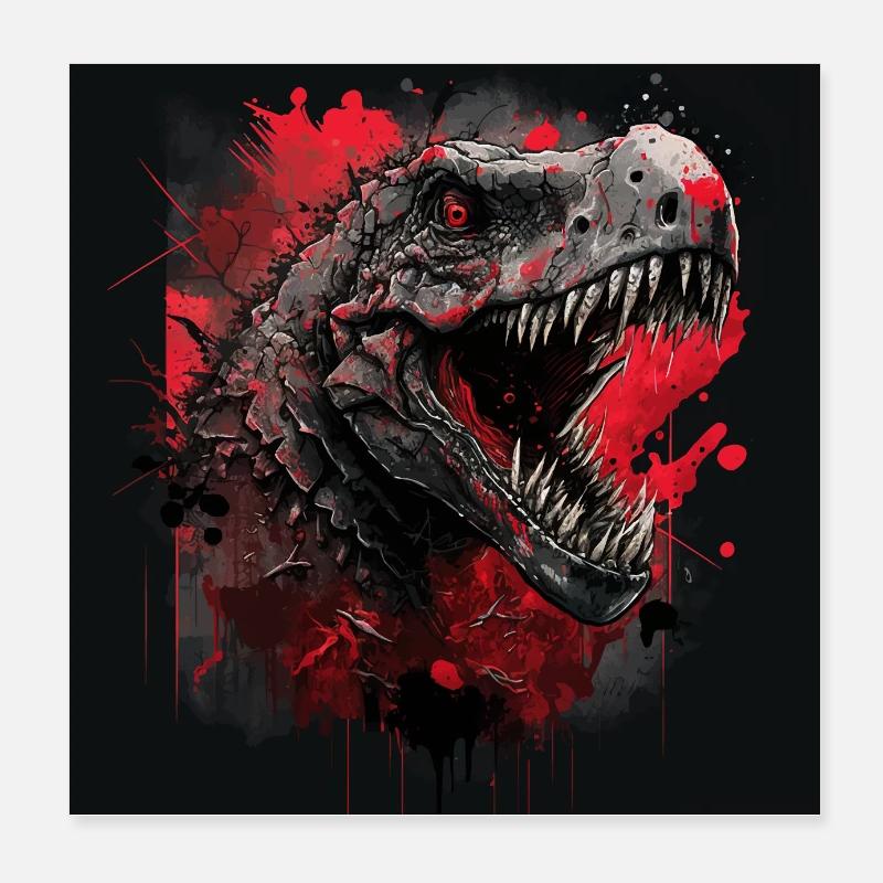 T-Rex schaut böse Poster 20x20 cm