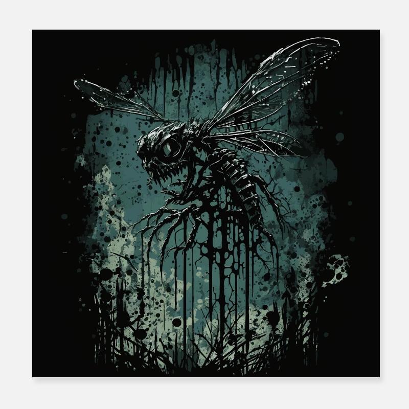 Gruselige Horror Libelle Poster 20x20 cm