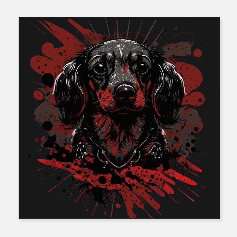 Chiot teckel - Poster 20 x 20 cm - blanc