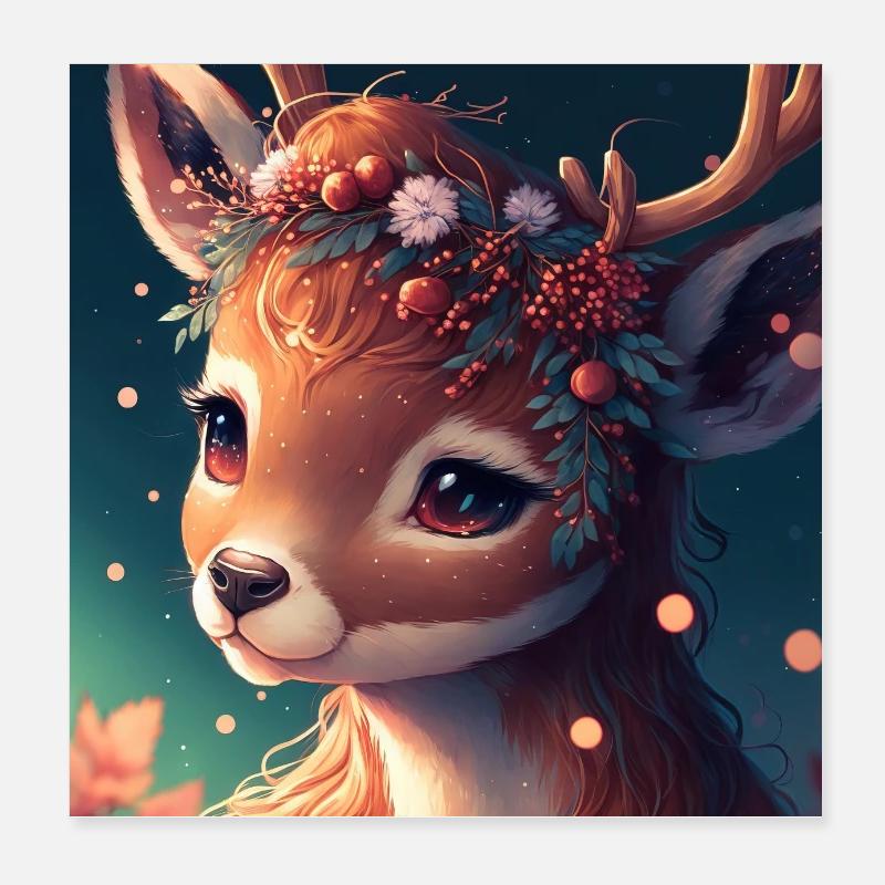 Cerf de Chrismas Poster 20 x 20 cm
