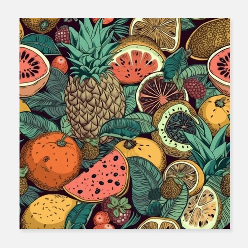 Muster Exotische Ananas Pattern Tropische Früchte Poster 20x20 cm