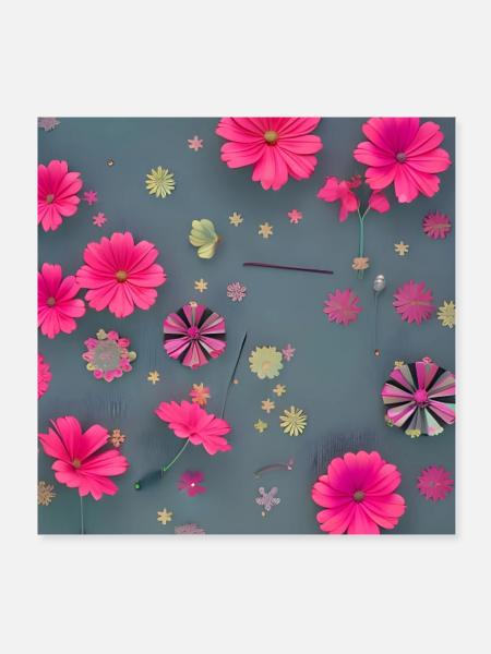 Blumen pink - Poster 20x20 cm - Weiß