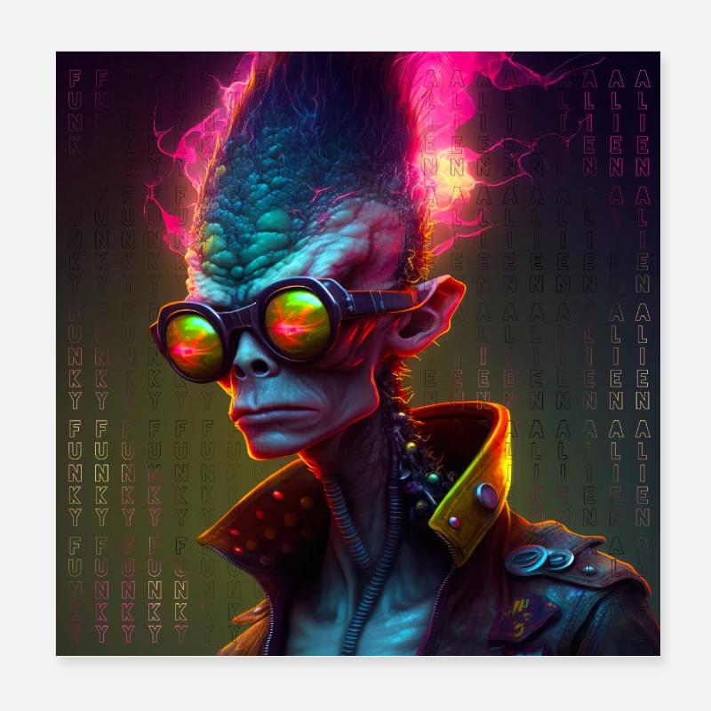 Funky alien 01 Poster 20 x 20 cm