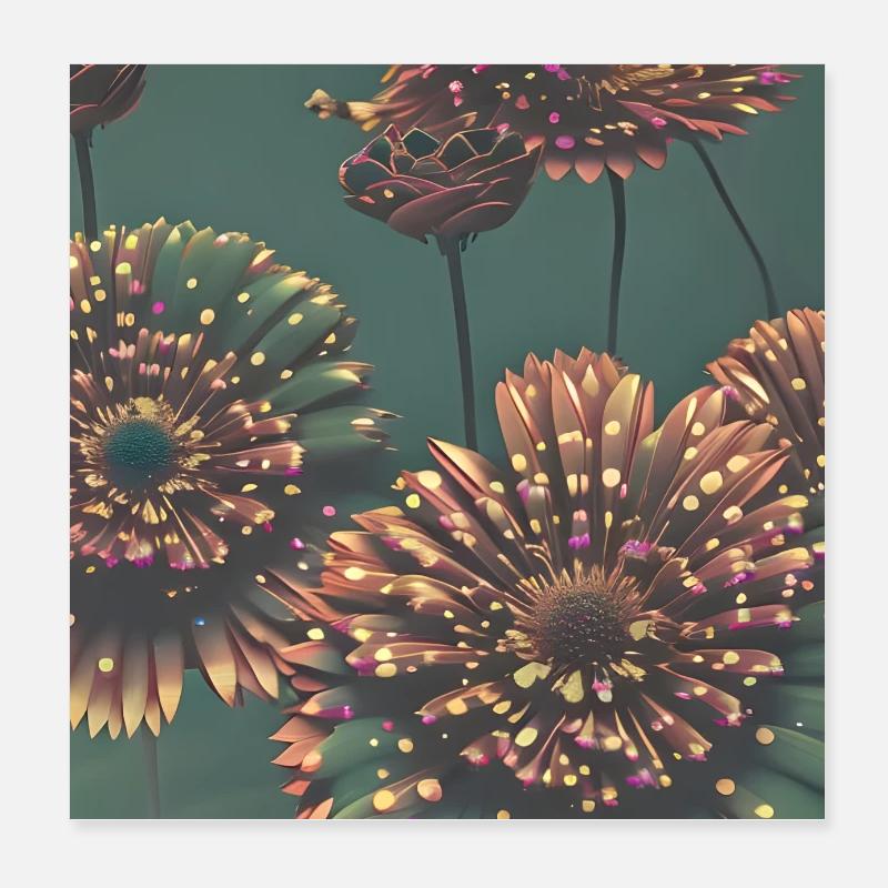 Blumen mit Punkten Poster 20x20 cm