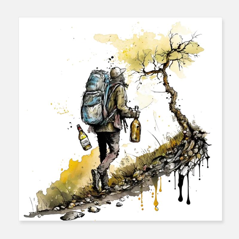 Beer hike in the mountains Poster 8" x 8" (20x20 cm)