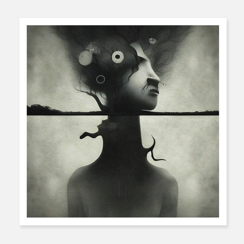 Kopf in den Wolken Poster 20x20 cm