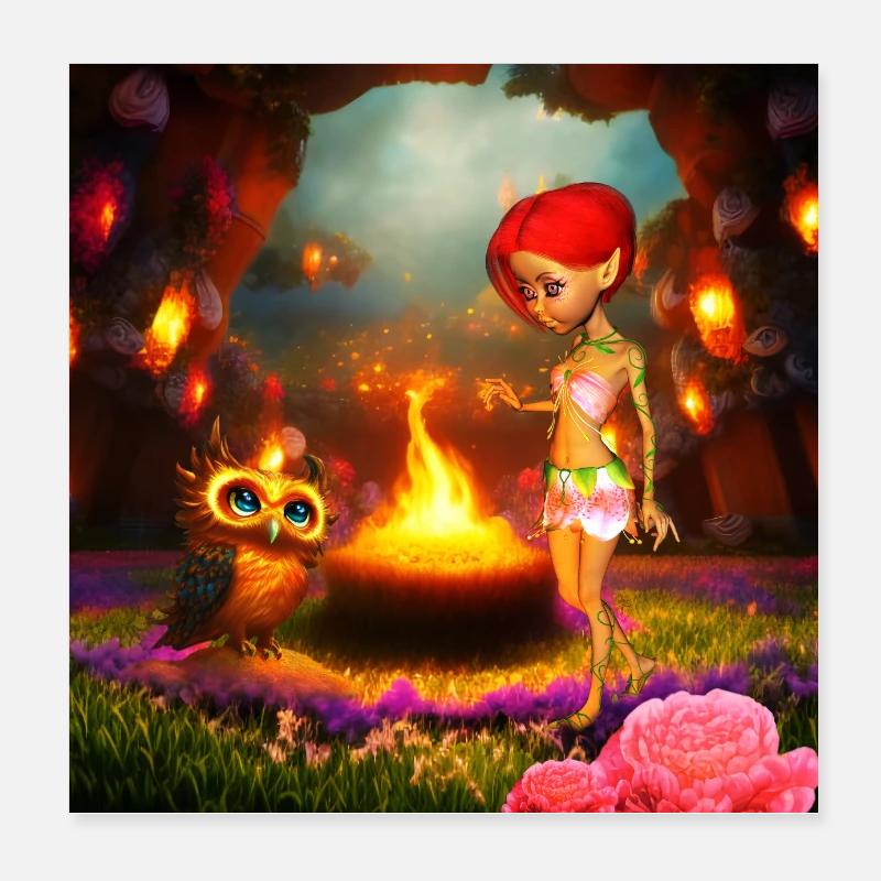 Die erstaunlichen Abenteuer der Fee und der Eule von Poster 20x20 cm