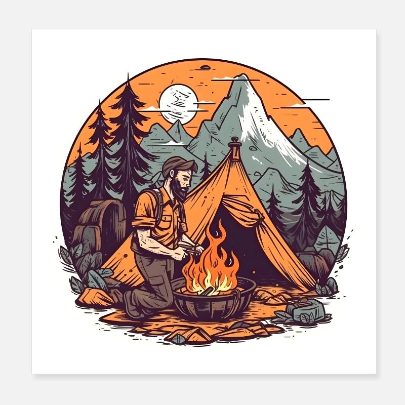 Man in the Woods Poster 20x20 cm