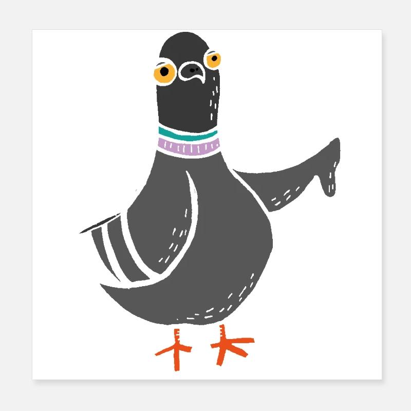 Coo / Boo Pigeon (White) Poster 8" x 8" (20x20 cm)