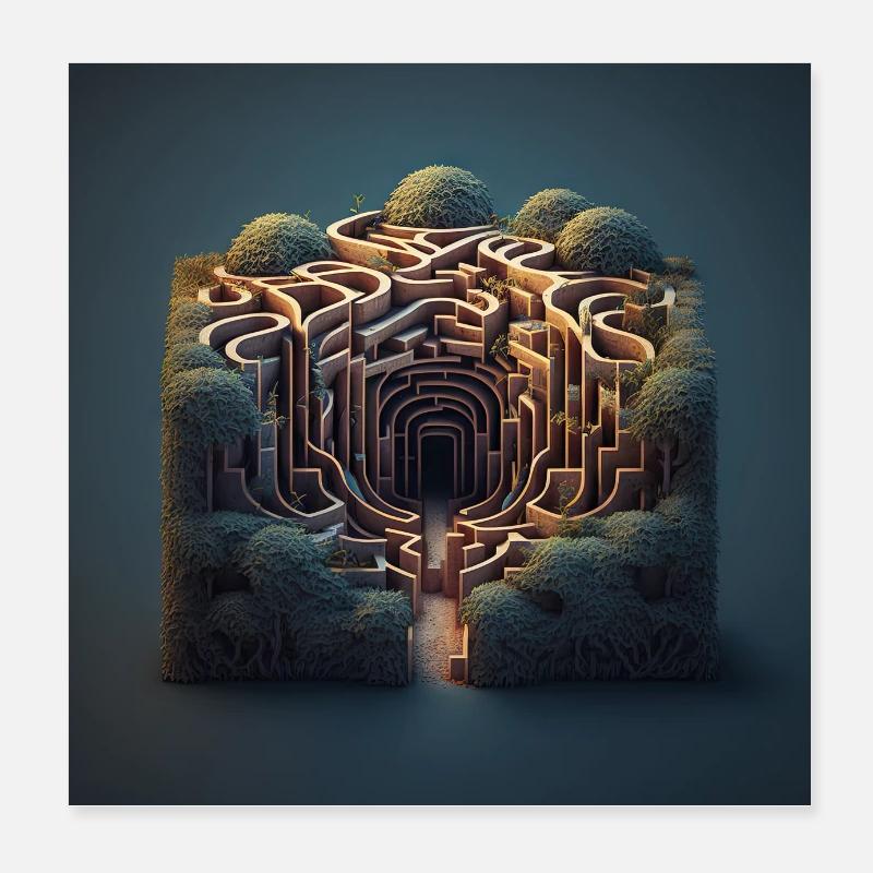 Le labyrinthe - Poster 20 x 20 cm - blanc