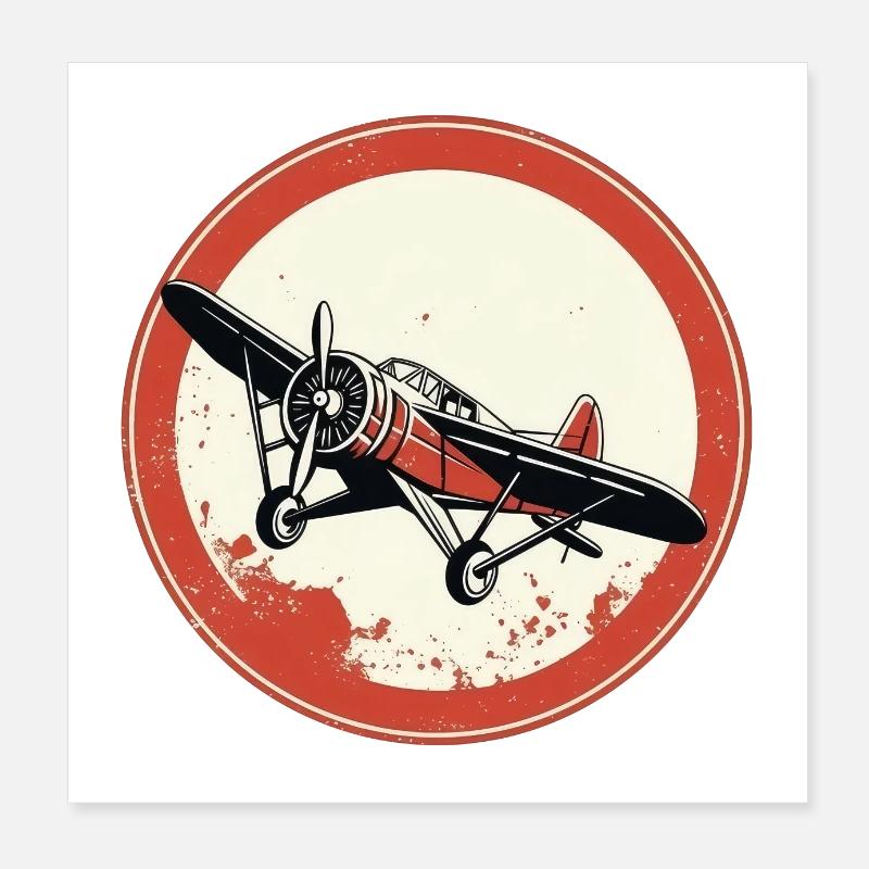 Rétro Hélice d’avion Poster 20 x 20 cm