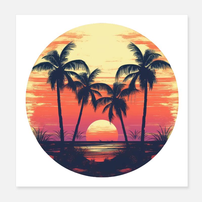 Palm Sun Summer Vintage Poster 20 x 20 cm