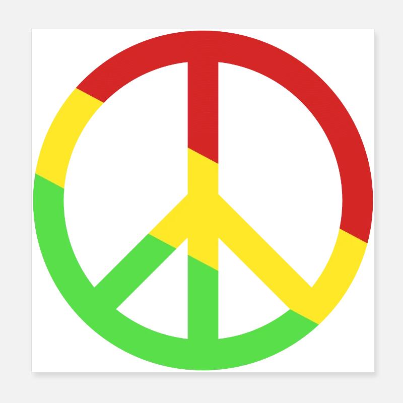 Paix vert jaune rouge. Poster 20 x 20 cm