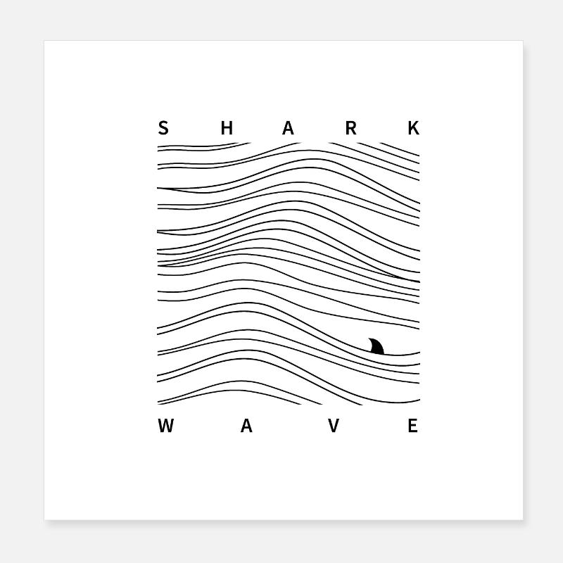 Be. Ocean Shark wave Poster 20 x 20 cm