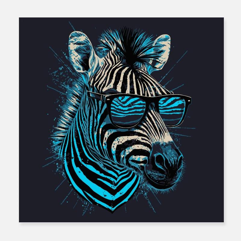 Zèbre froid Poster 20 x 20 cm