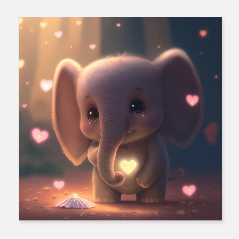 bébé éléphant Poster 20 x 20 cm