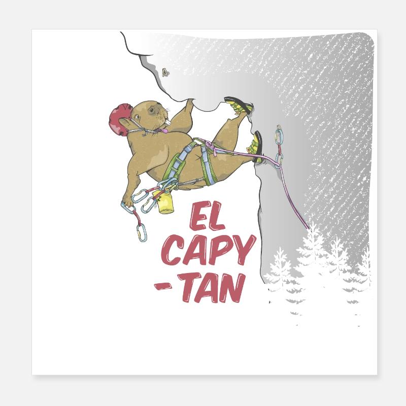 Capybara escalade El Capitan Poster 20 x 20 cm