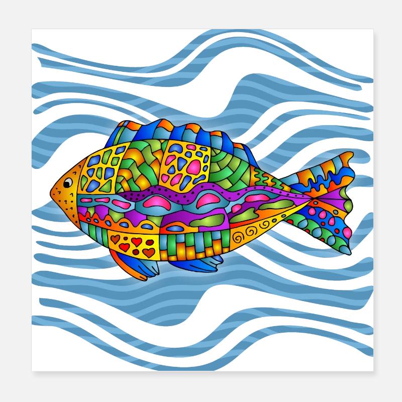 Fish Poster 8" x 8" (20x20 cm)