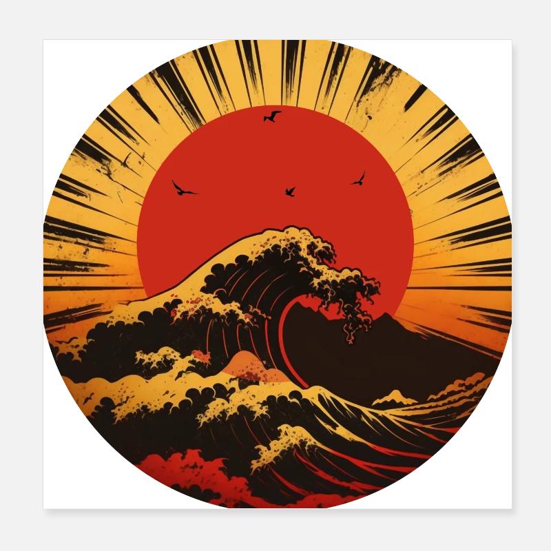 Große Welle - Poster 20x20 cm - Weiß