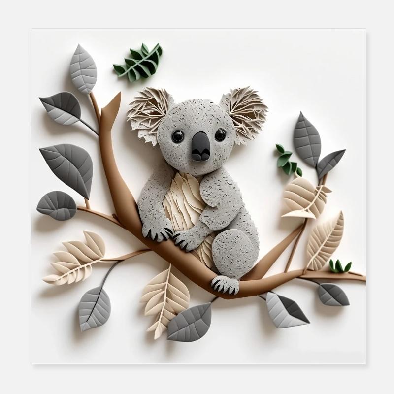 Koala im Baum - Paper Quilling Poster 20x20 cm