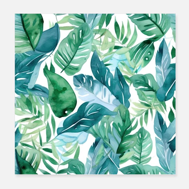Aquarell Blattmuster Poster 20x20 cm