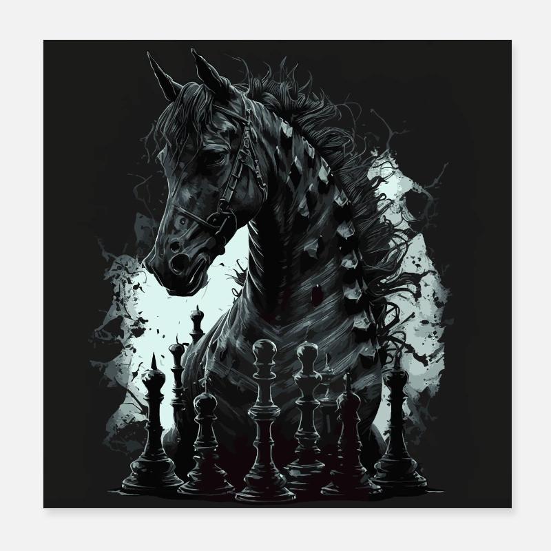 Cheval d’échecs chevalier Poster 20 x 20 cm