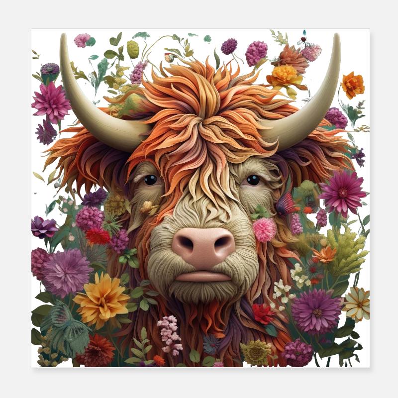 Vache des Highlands Poster 20 x 20 cm