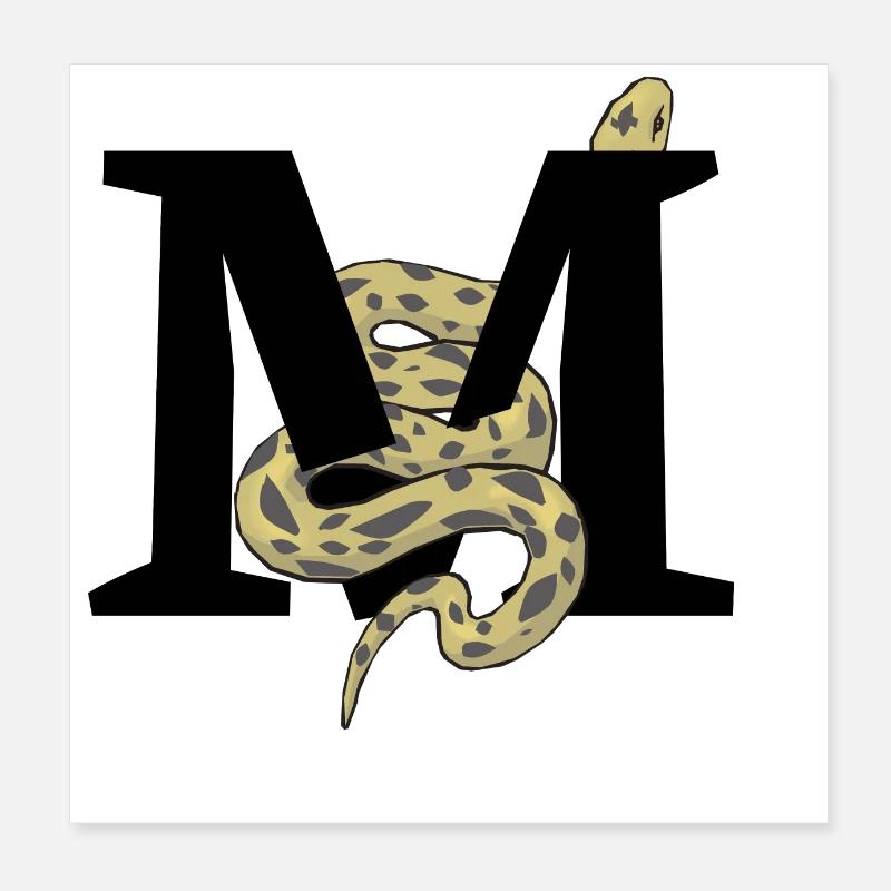 Lettre m serpent Poster 20 x 20 cm