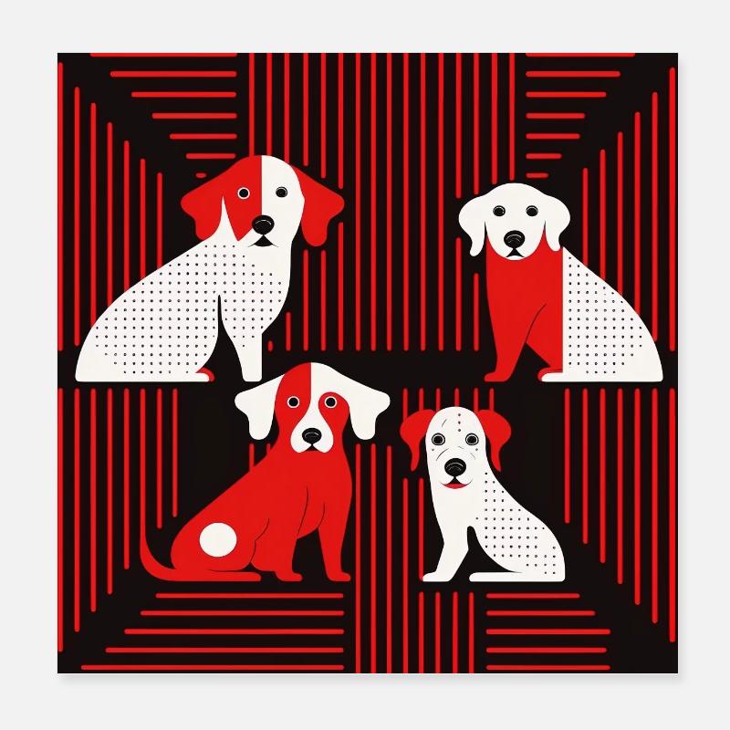 Abstract Dogs Poster 8" x 8" (20x20 cm)