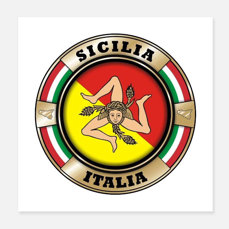 Sizilien Emblem Poster 20x20 cm