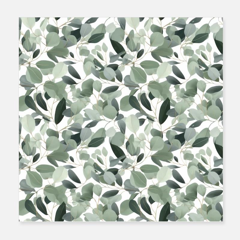 Modern, simple, festive, eucalyptus watercolor Poster 8" x 8" (20x20 cm)