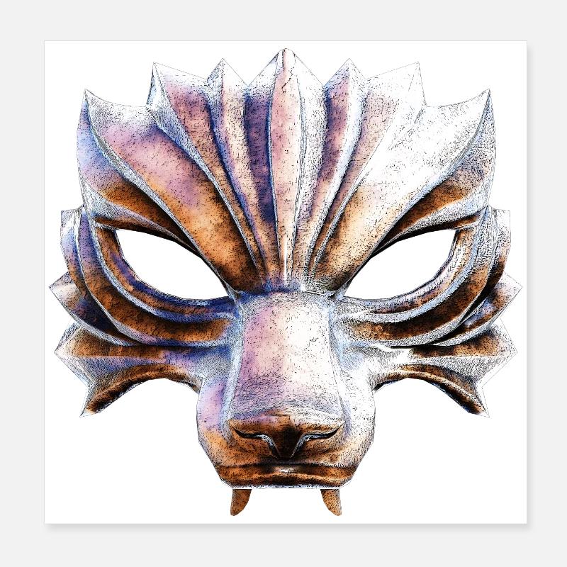 Masque de guerrier loup Poster 20 x 20 cm