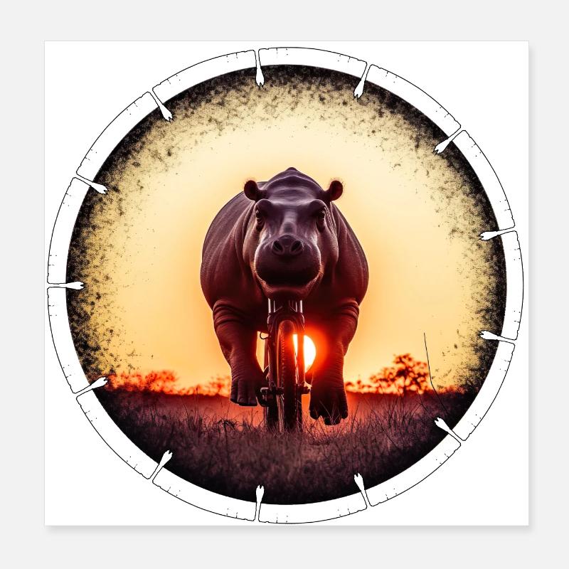 Un hippopotame à vélo Poster 20 x 20 cm