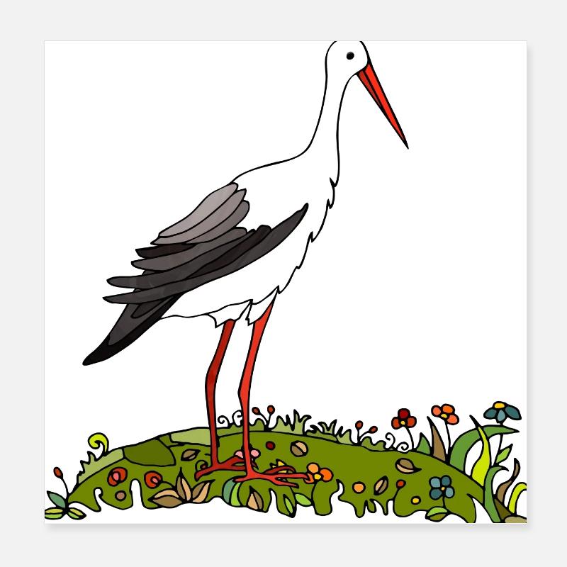 Oiseau cigogne Poster 20 x 20 cm