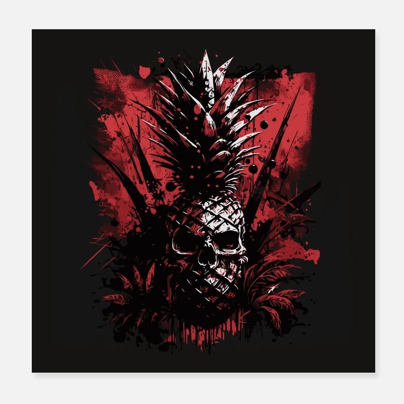 Spooky Pineapple Fruit Poster 8" x 8" (20x20 cm)