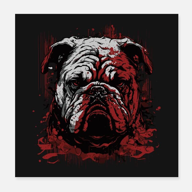 Grumpy English Bulldog Poster 8" x 8" (20x20 cm)