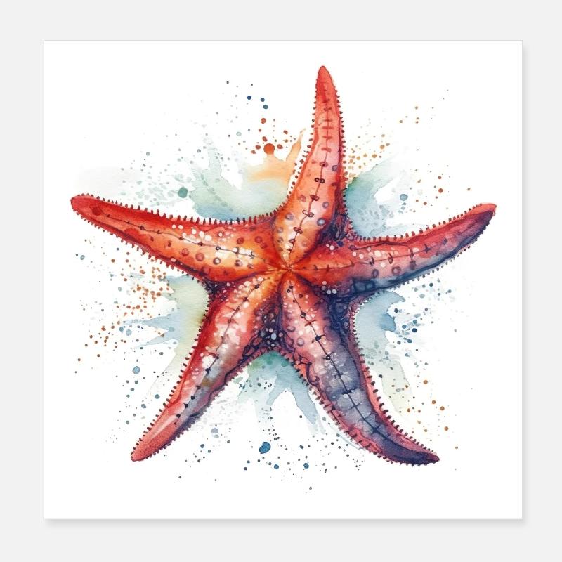 Affiche - étoile de mer colorée Poster 20 x 20 cm