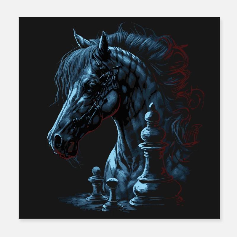 Cheval d’échecs chevalier Poster 20 x 20 cm