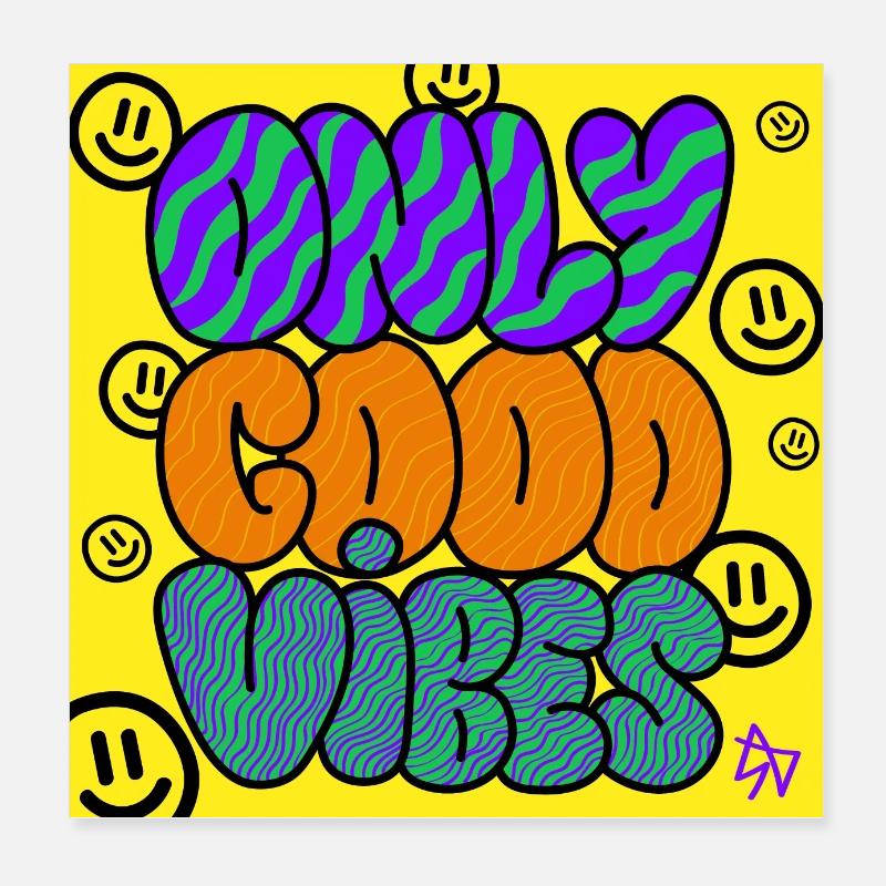 Only Good Vides - Typeart Poster 20 x 20 cm