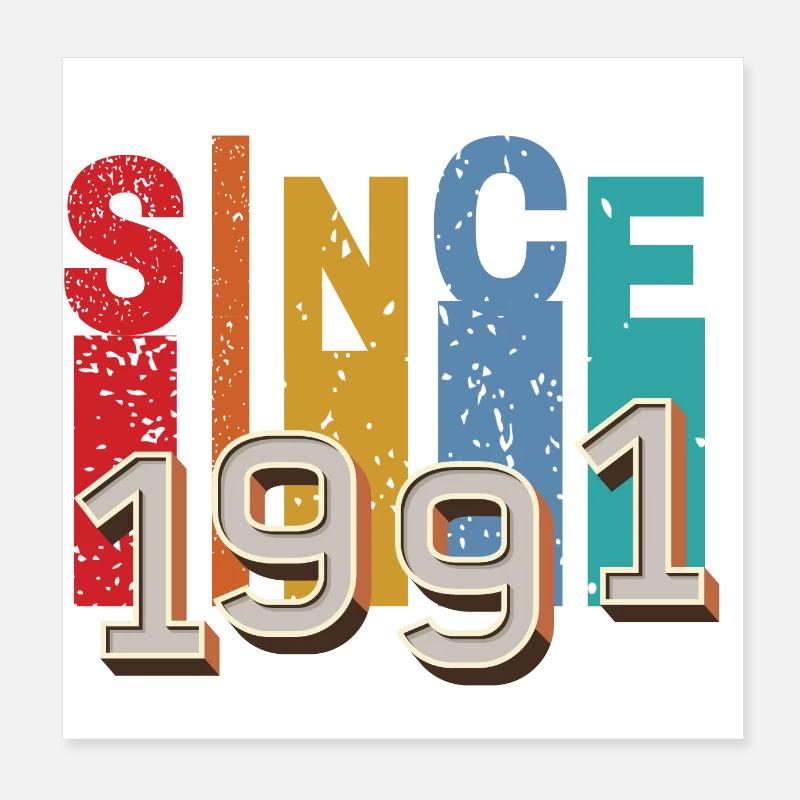 Seit 1991 retro Poster 20x20 cm