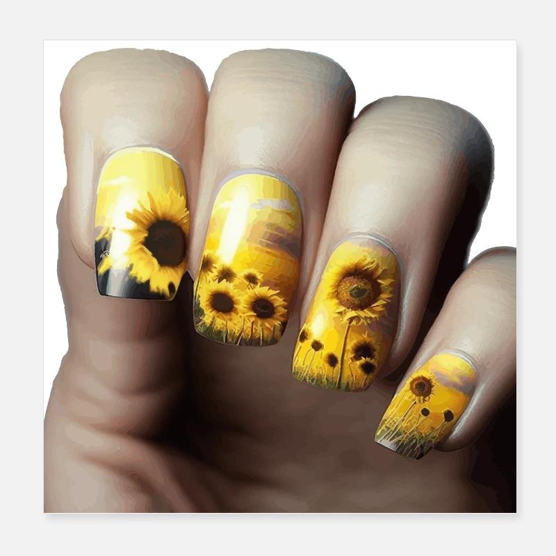 Sonnenblumen Fingernägel Geschenk Poster 20x20 cm