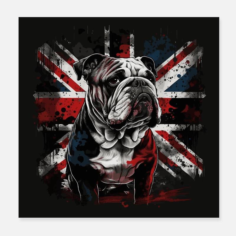 Grumpy English Bulldog Poster 20 x 20 cm