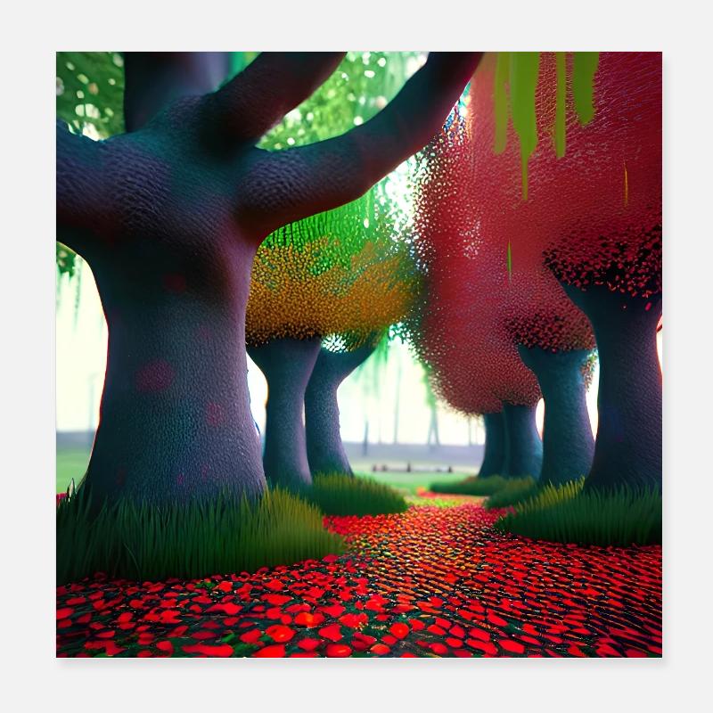 Forêt d’arbres épais Poster 20 x 20 cm