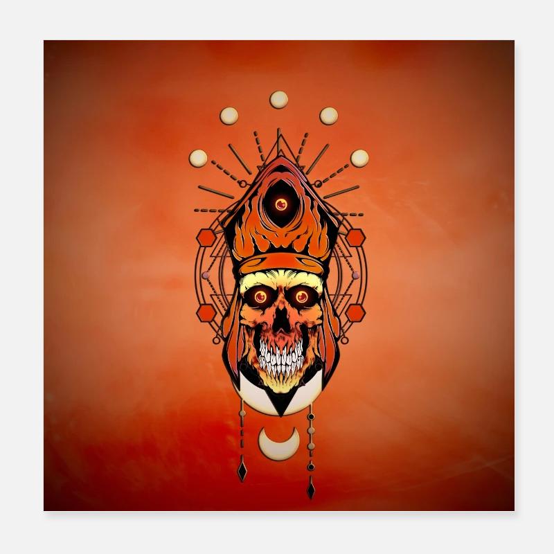 The funny skull face Poster 8" x 8" (20x20 cm)