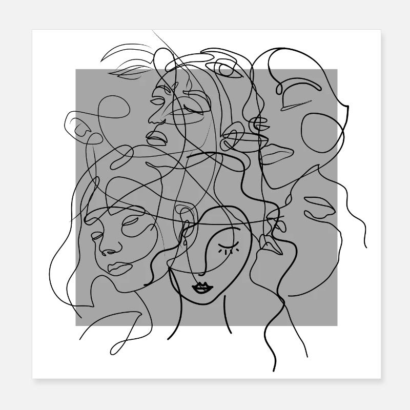 Face line grey Poster 8" x 8" (20x20 cm)