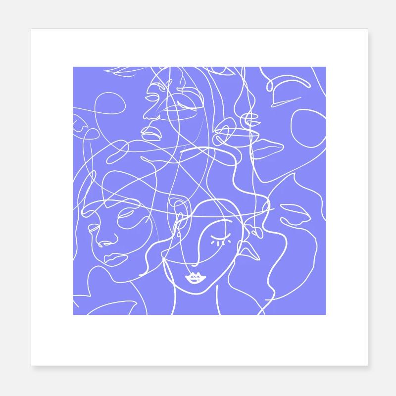 Face line purple Poster 8" x 8" (20x20 cm)